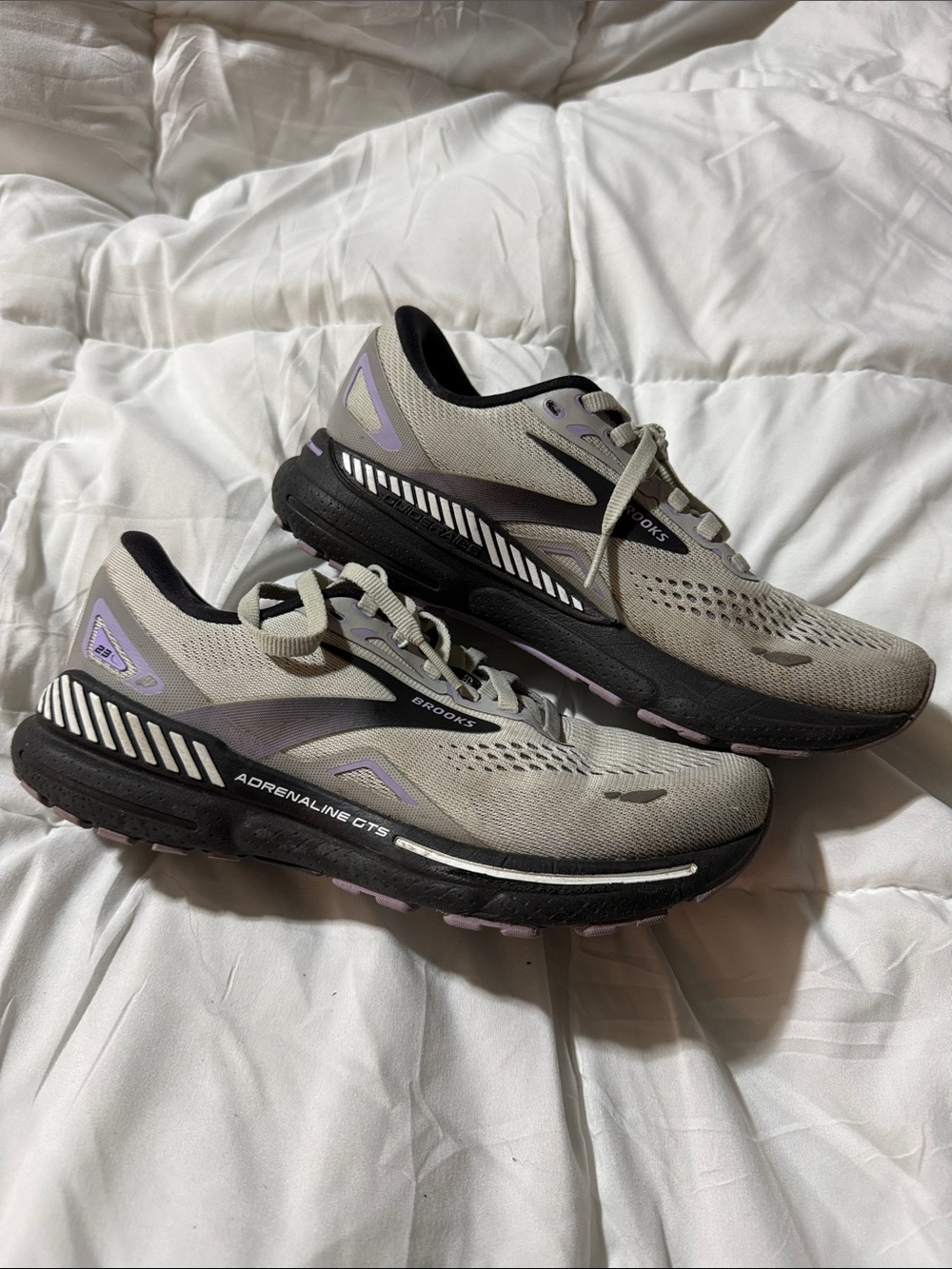 Brooks Adrenaline GTS Men's Running Shoes - Light Gray with Lavender and Black